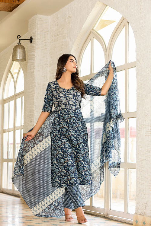 Dhruvi 101 Daily Wear Printed Rayon Kurti With Pant Dupatta Catalog
